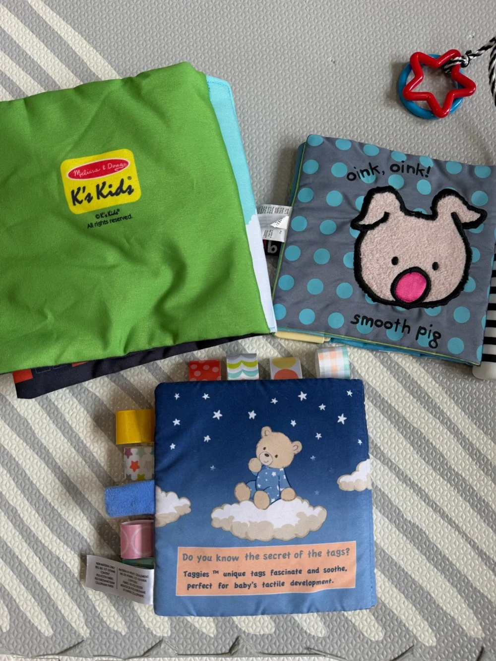 Taggies Soft Sensory Baby Books Set – Blue, Teal, Black, Yellow, Red, Purple
